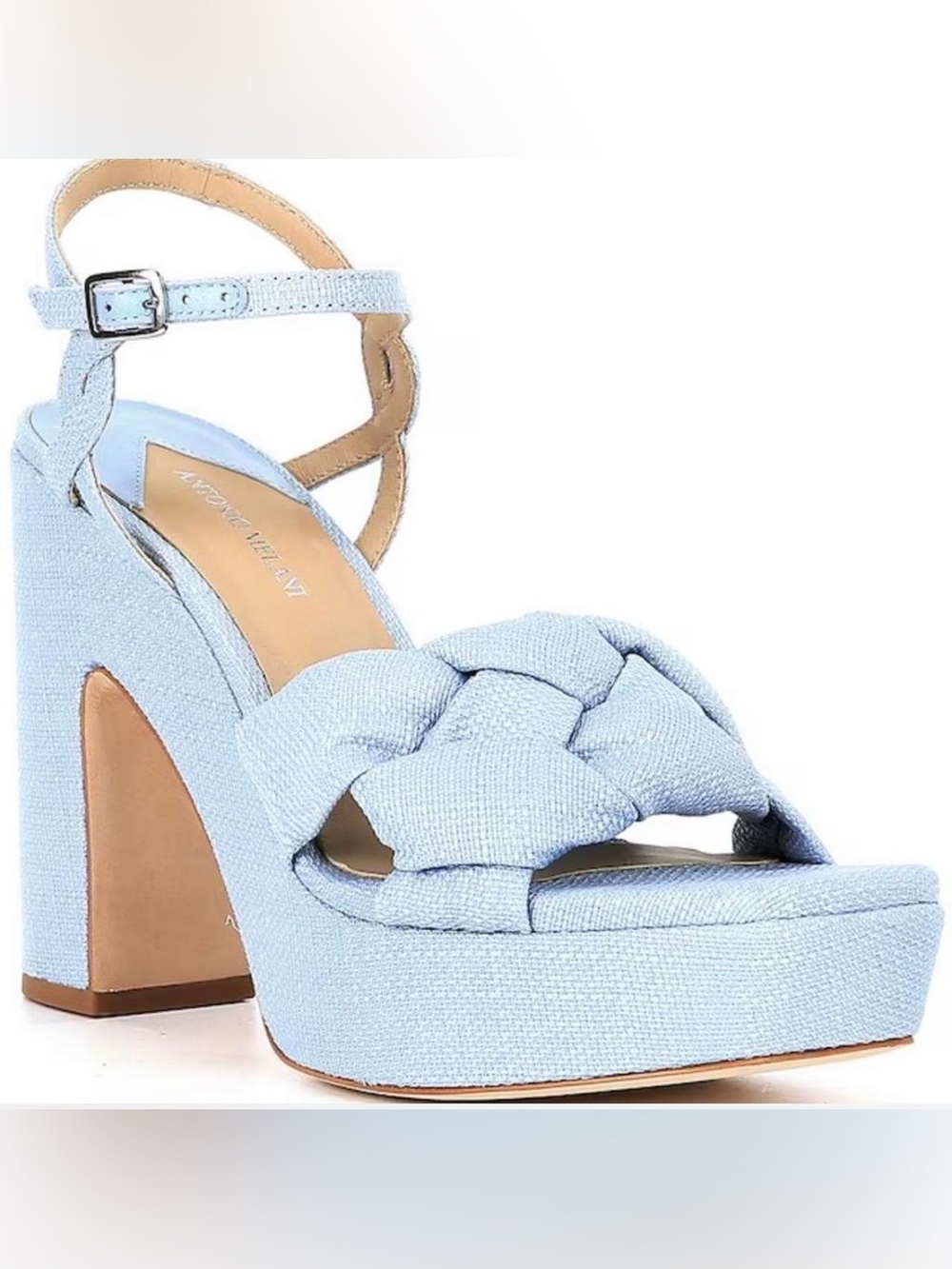 Antonio Melani Mya Linen Braided Platform Sandals in Light Blue